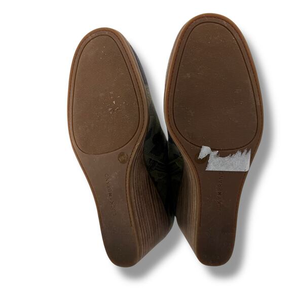 Luxky Brand Green Camo Wedge Bootie Size 8.5 Camoflauge Leather Block Ankle boot - Picture 7 of 8